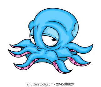 Upset Cartoon Octopus