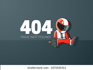 Upset Cartoon Racer Error 404 Screen Template