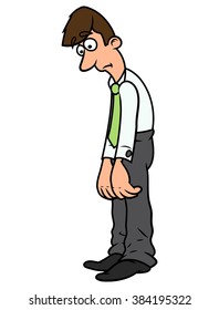 Upset clerk standing