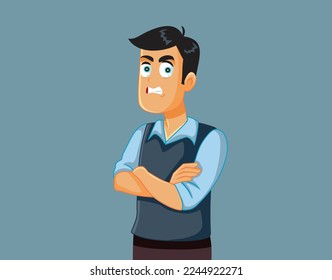 
Upset Disappointed Man Complaining Vector Cartoon Illustration. Stressed person feeling angry and cranky
