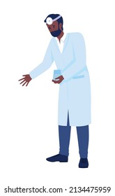 Upset doctor semi flat color vector character. Posing figure. Full body person on white. Trying to reassure and support simple cartoon style illustration for web graphic design and animation