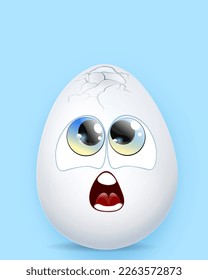 Upset Easter broken cartoon egg character