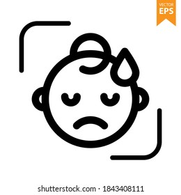 Upset emoji icon. Emoticons icon vector. Avatar symbol. Character pictogram, flat vector sign. For graphic and web design. Eps10 vector illustration.