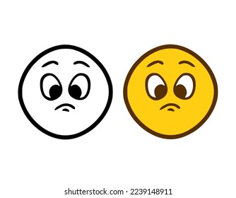 Upset emoticon in doodle style isolated on white background