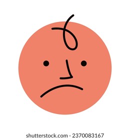 Upset Emoticon, face expressing sadness, cartoon style. Trendy modern vector illustration isolated on white background, hand drawn, flat design