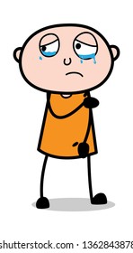 Upset Face with Tear Eyes - Cartoon thief criminal Guy Vector Illustration
