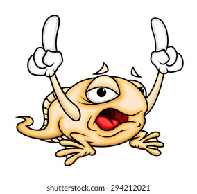 Upset Frog Raising Hands - Cartoon Vector