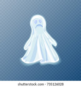 Upset Ghost Depressed Face White Gown Stock Vector (Royalty Free ...