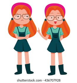 Upset girl and y happy girl