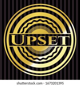 Upset golden emblem or badge. Vector Illustration. Detailed.