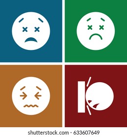 Upset icons set. set of 4 upset filled icons such as