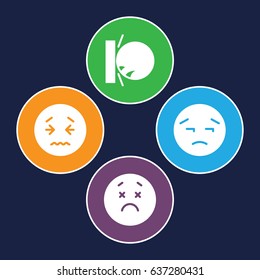 Upset icons set. set of 4 upset filled icons such as upset emot