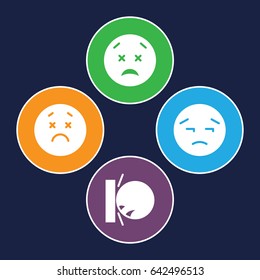Upset icons set. set of 4 upset filled icons such as