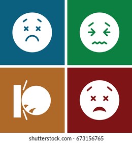 Upset icons set. set of 4 upset filled icons such as