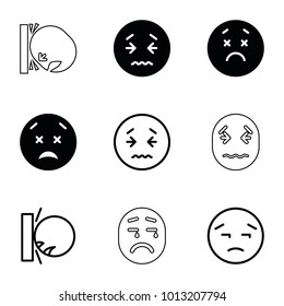 Upset icons. set of 9 editable filled and outline upset icons such as