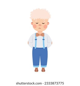 Upset little boy. Stressed schoolkid. Conflict at school, bullying, intimidation of weak cartoon vector illustration