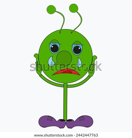 Upset man crying. Resentment and pain. Vector illustration 
