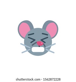 Upset mouse face emoji flat icon, vector sign, Anguished rat emoticon colorful pictogram isolated on white. Symbol, logo illustration. Flat style design