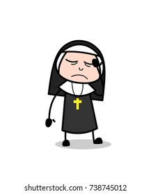 Upset Nun Sad Face Vector Illustration