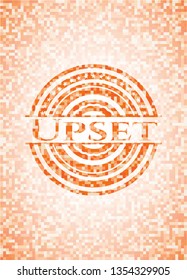 Upset orange mosaic emblem with background