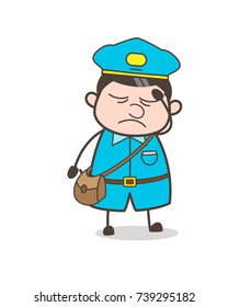 Upset Postboy Face Expression Vector