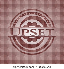 Upset red emblem with geometric background. Seamless.