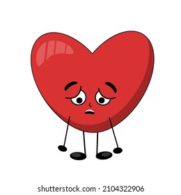 upset red heart, heart character with expression of love, disappointment, does not understand