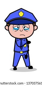 Upset - Retro Cop Policeman Vector Illustration