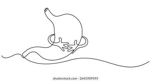 upset stomach continuous one line drawing, Continuous Line Drawing Of A Stomach, bad stomach, Upset stomach. Stomachache. Digestive disorder. vector illustration on white background, reflux minimal.