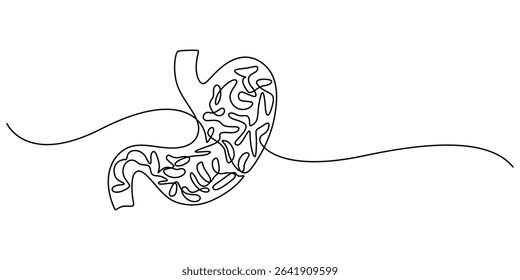 upset stomach continuous one line drawing, Continuous Line Drawing Of A Stomach, bad stomach, Upset stomach. Stomachache. Digestive disorder. vector illustration on white background, reflux minimal.