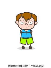 Upset and Unhappy Face Expression - Cute Cartoon Boy Illustration