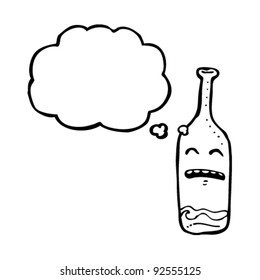 upset wine bottle with thought bubble