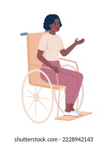 Upset woman with disability semi flat color vector character. Editable figure. Full body person on white. Depression simple cartoon style illustration for web graphic design and animation