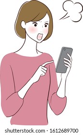 Upset woman holding a cellphone.