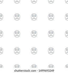upset and worry emot icon pattern seamless white background. Editable line upset and worry emot icon. upset and worry emot icon pattern for web mobile.