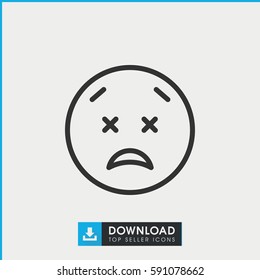 upset and worry emot icon. Simple outline upset and worry emot vector icon. On white background.