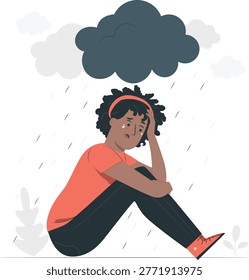 Upset young female crying, experiencing emotional stress. person dealing with problems, feeling sorrow and despair.