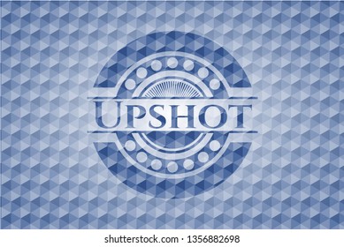 Upshot blue badge with geometric pattern.