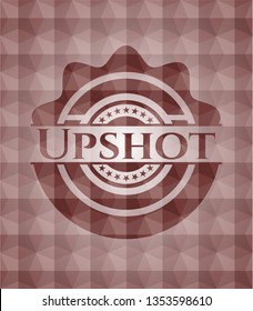 Upshot red emblem or badge with geometric pattern background. Seamless.