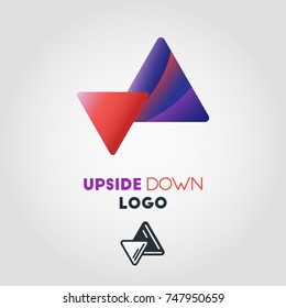 Upside Down Arrow Logo Template With Various Color Blend and Gradient Inside 2 Smooth Triangle