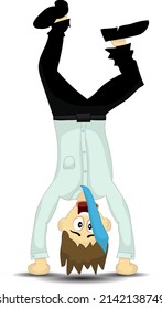 upside down cartoon businessman frustrated and stressed because of work