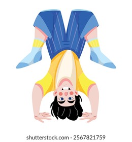 Upside down character illustration in flat style 
