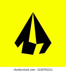 Upside down diamond vector logo within yellow background. Logo for fashion, product, company, brand, and organization.