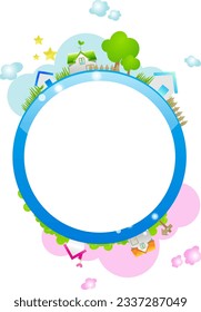 upside down earth nature city harmony landscape kindergarden cartoon vector