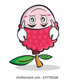 Upside down face lychee cartoon character style