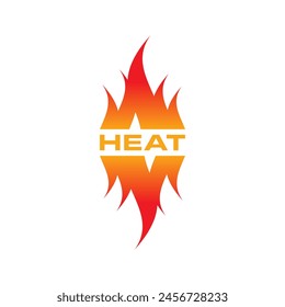 Upside down flame symbol and the word heat. heat concept