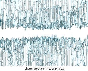 Upside Down Futuristic City Background Vector 63. Landscape View.