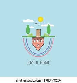 Upside down house joyful vector illustration