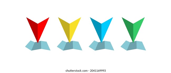 Upside down triangle location symbol and icon. Unique and very suitable for your web design, mobile app design, poster design, etc. Colorful vector illustration on a white background.