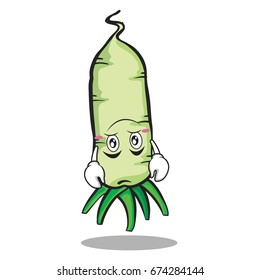 Upside down white radish cartoon character